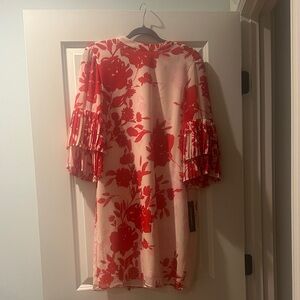 Sharagano Red and Cream Floral Dress